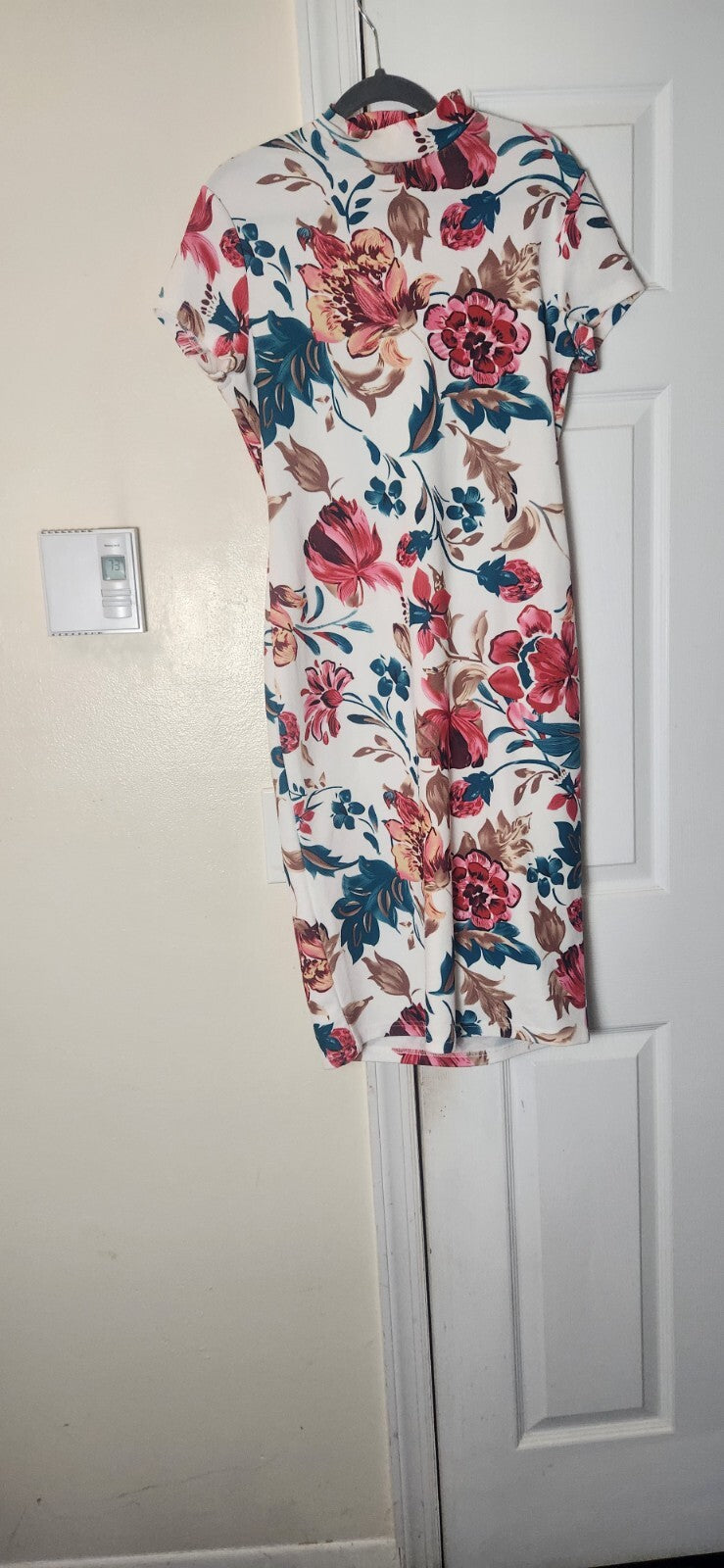 Floral Print Midi Dress for Women – Summer Casual Dress for Ladies, Size Large