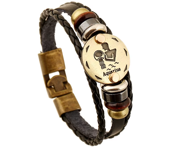 Aquarius Zodiac Sign  Bracelet Horoscope Astrology Gift for Men and Women
