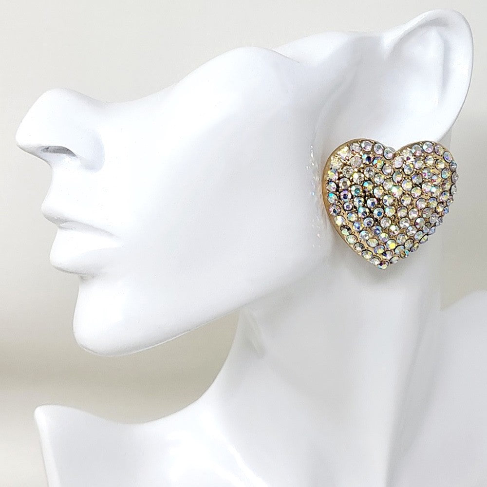 Gold Textured Double Open Heart Dangle Earrings Statement Fashion Jewelry