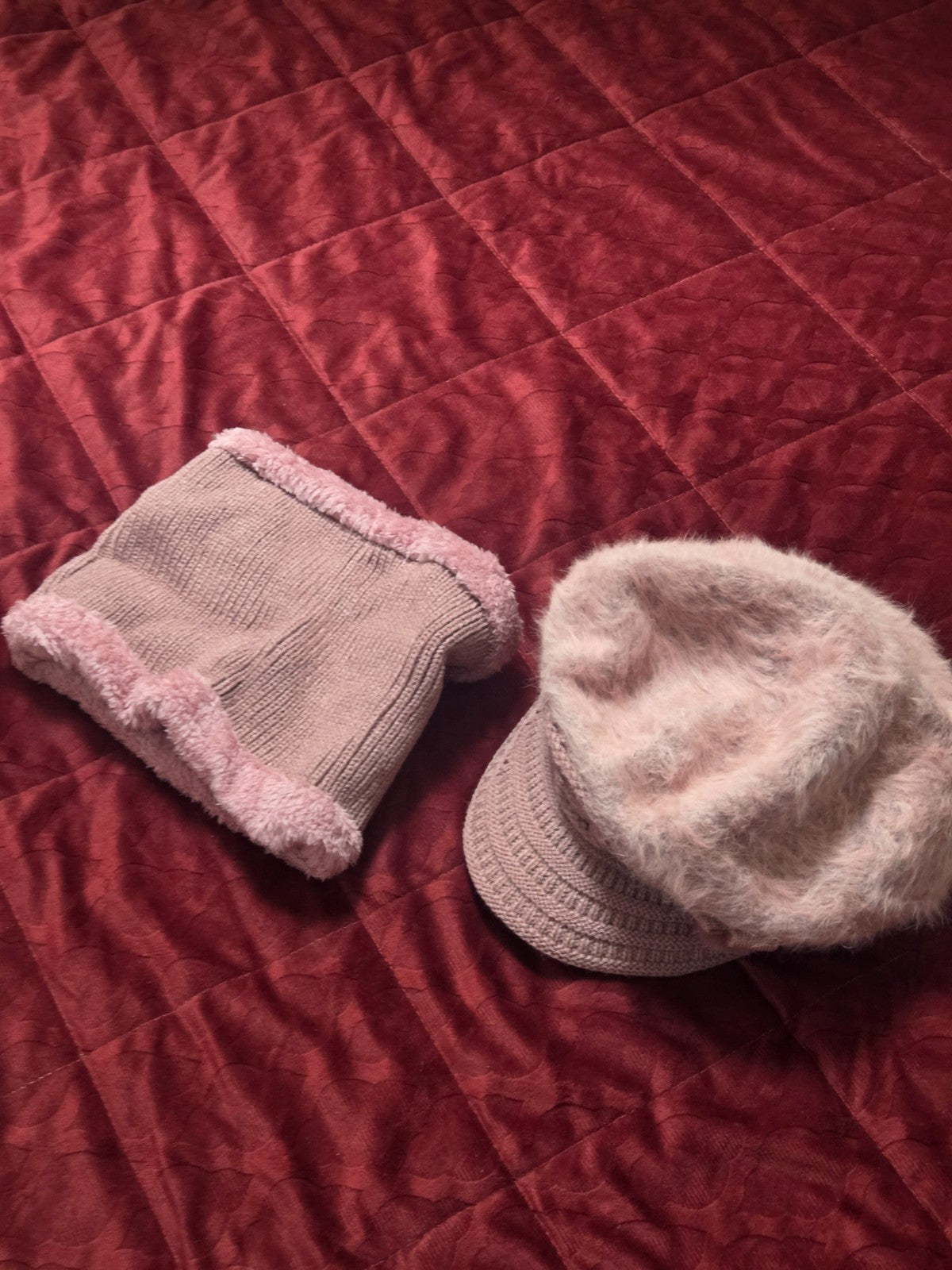 Women 2PC Winter Cable Knit Beanie Hat Scarf Set Fleece Lined Warm Thick