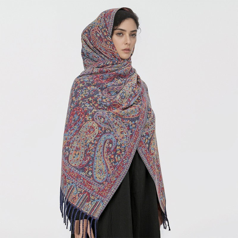 Soft Cashmere Feel Paisley Scarf Wrap Stole Cotton Blend