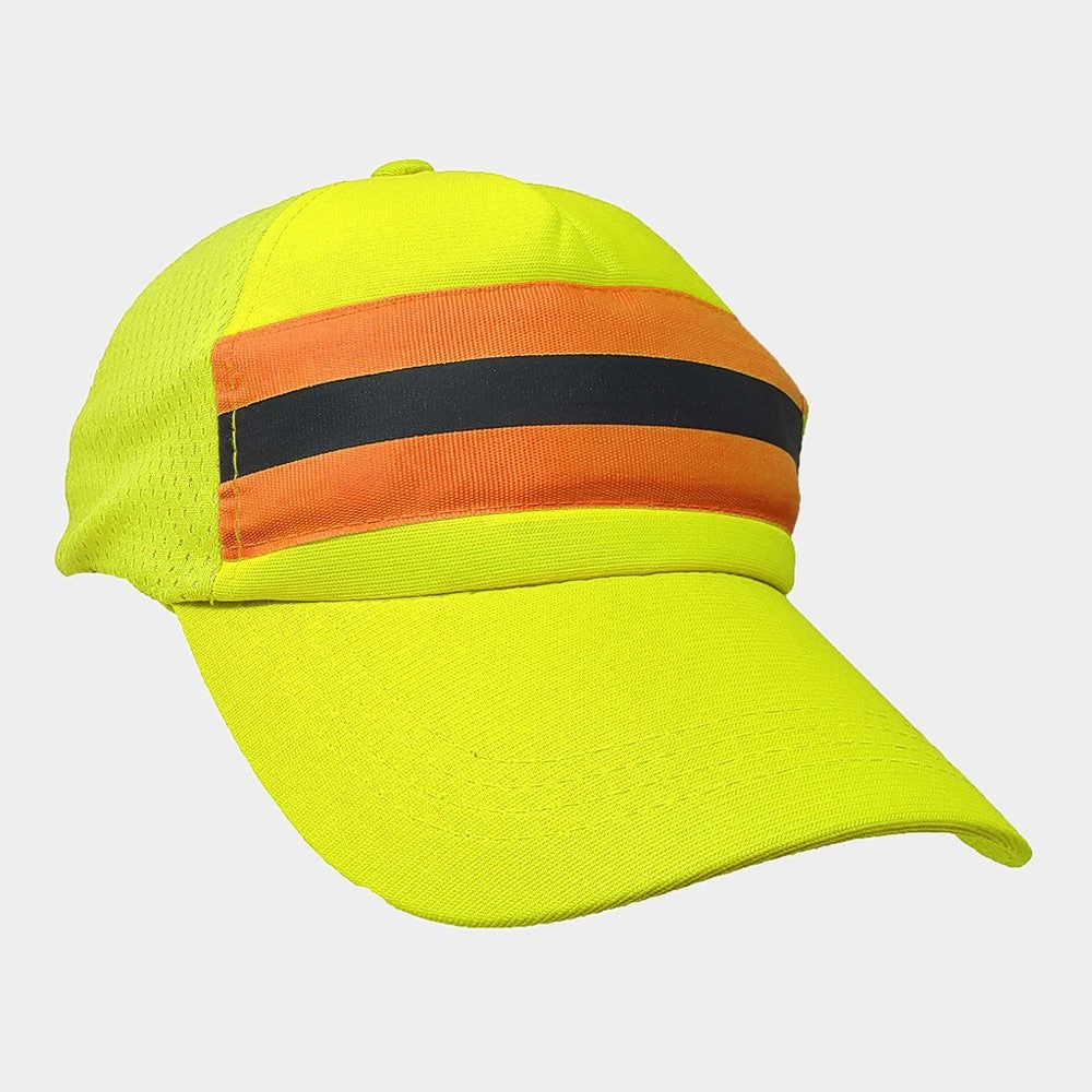 Neon High Visibility Reflective Safety Baseball Cap - Fluorescent Yellow Hat