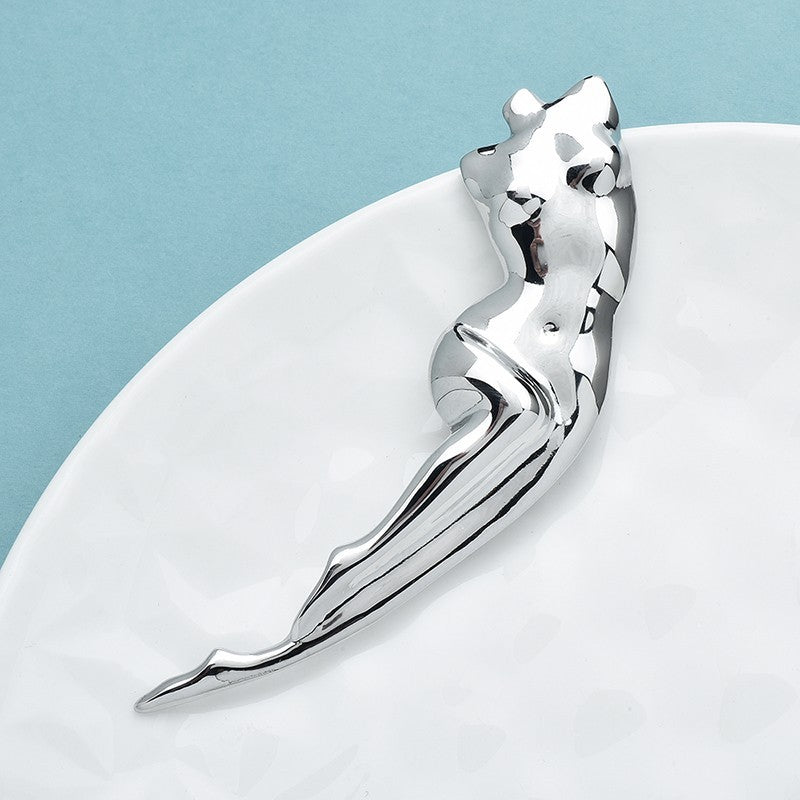 2PCS Abstract Body Brooch Pin Set Gold Silver Tone Women Figure Minimalist Art