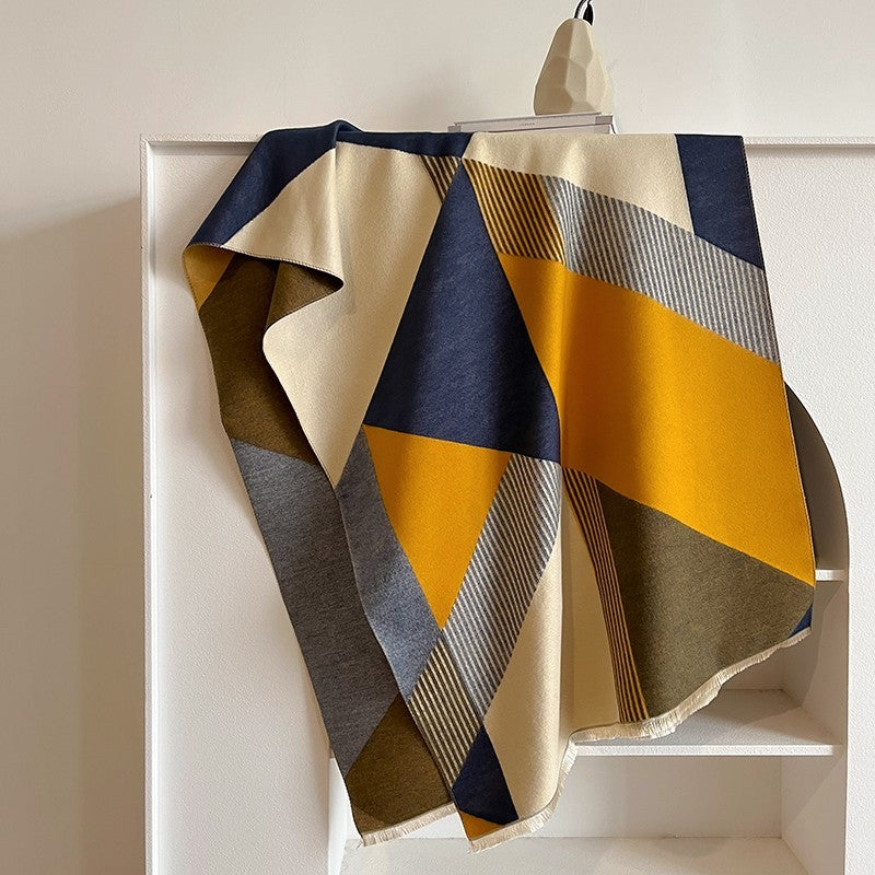 Oversized Geometric Blanket Scarf Shawl Wrap and Scarves for Women Knit Shawls