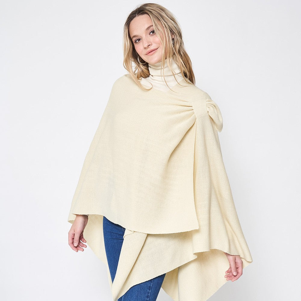 Women’s Solid Ruana Poncho with Shoulder Strap Wrap Cape Shawl One Size