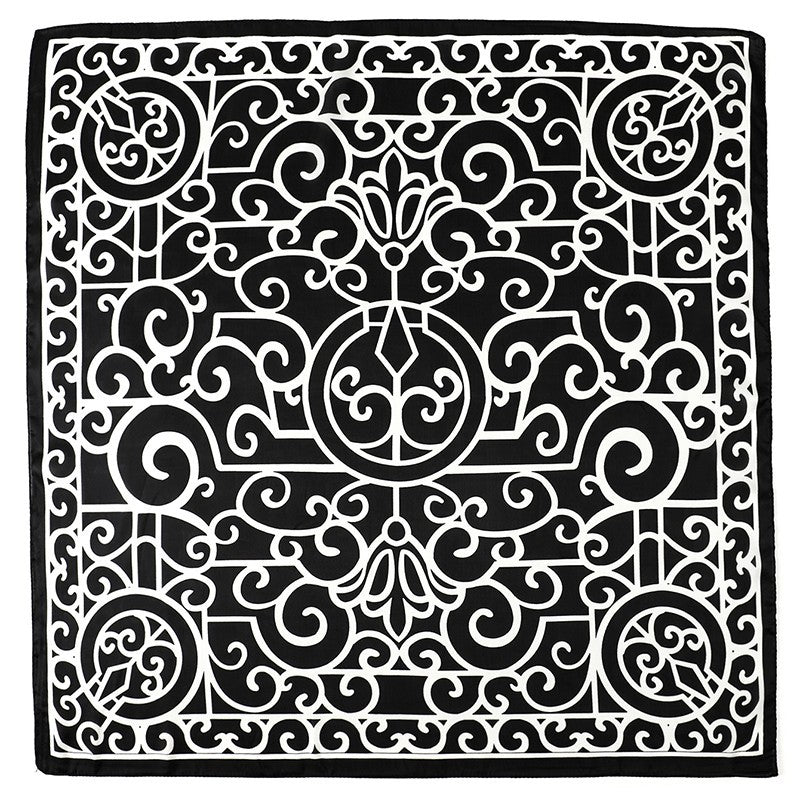 Women's Satin Silk Scarf Black White Square Head Wrap Bandana Hair Neck Scarves