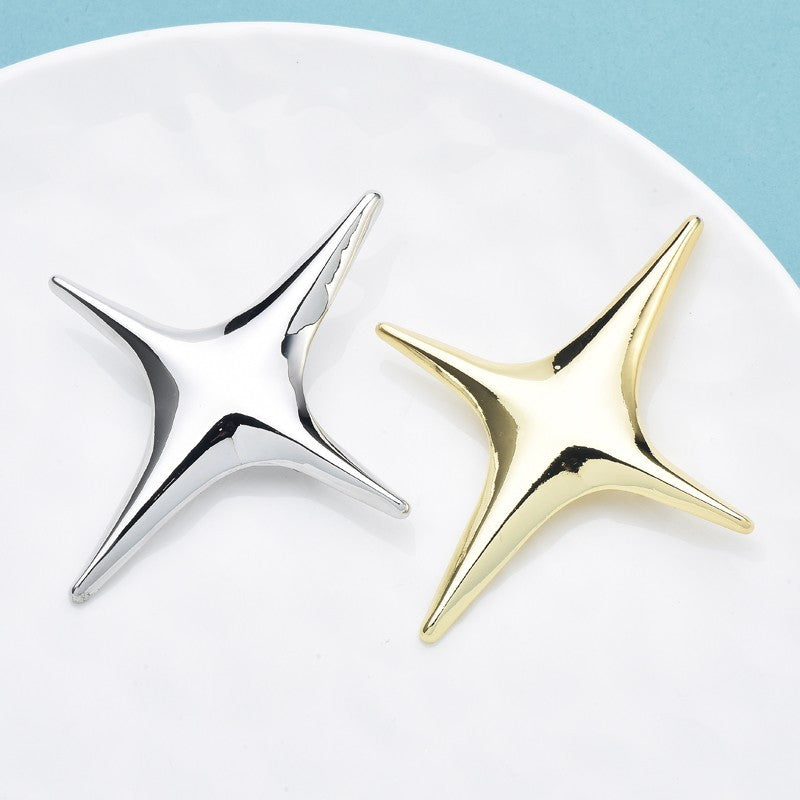 2pcs North Star Brooch Pin 18K Gold Silver Plated Stainless Steel Starburst