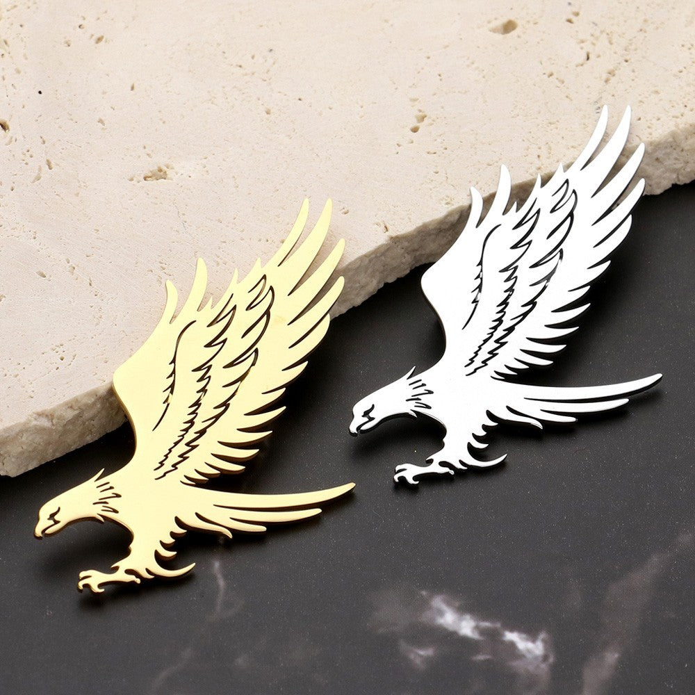 2PCs Men s Adorn Stainless Steel Cutout Eagle Blazer Suit Coat Lapel Pin Brooch
