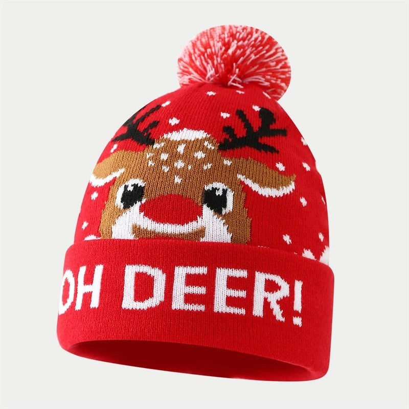 2-Pack LED Christmas Beanie Hats Flashing Holiday Light Up Knit Cap Fun