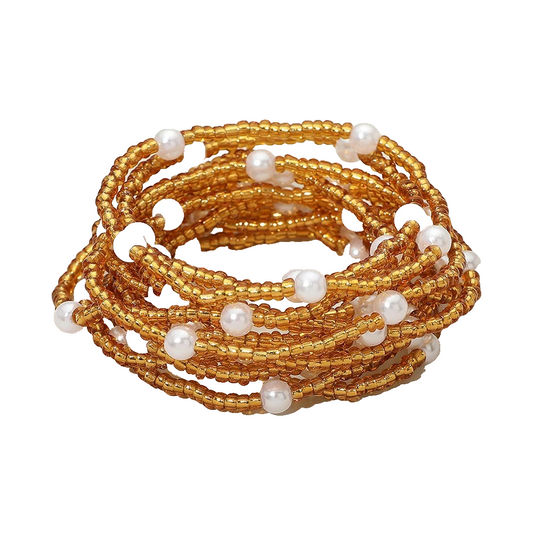 12pc Pearl Seed Bead Stretch Bracelet Set Multi Layer Stackable Boho Elegant Jew