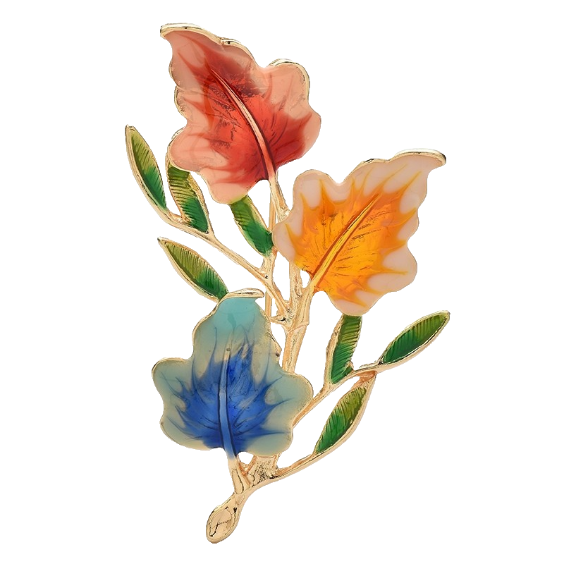 2pcs Colorful Fall Leaf Brooch Set Maple Foliage Pin Autumn Accessory