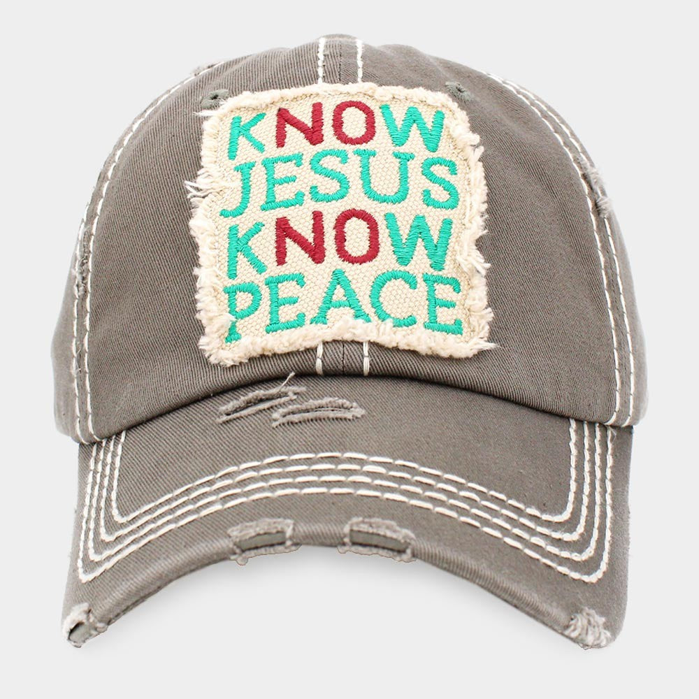 Know Jesus Know Peace Vintage Baseball Cap Adjustable Cotton Dad Hat Gray