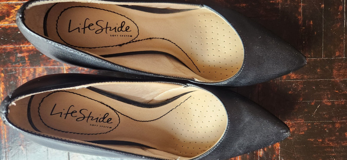 Lifestride Black Pumps 6.5 Womens Formal Office Shoes for Ladies 