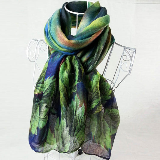 Green Forest Print Scarf for Women Lightweight Soft Wrap Shawl 71 x 33 Inches