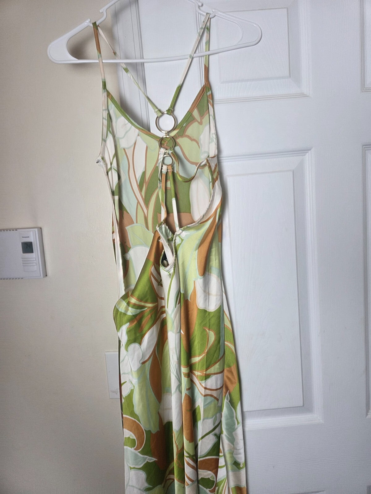 Floral Print Strappy Dress with Chain Back Detail | Summer Casual Dress US M