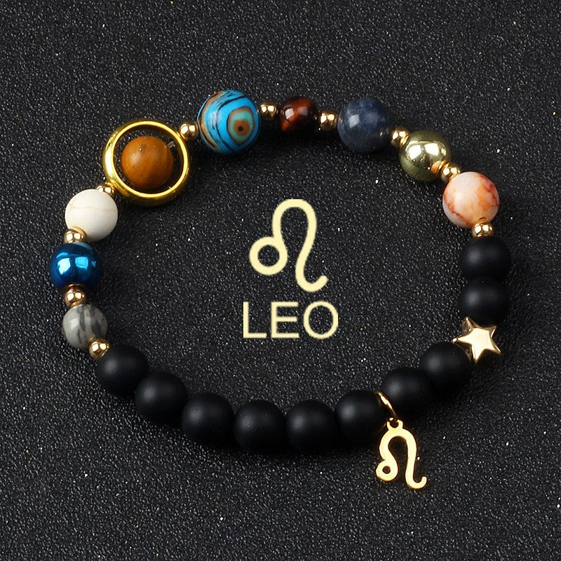 Leo Zodiac Bracelet – Solar System Planets Beaded Astrology Jewelry Gift