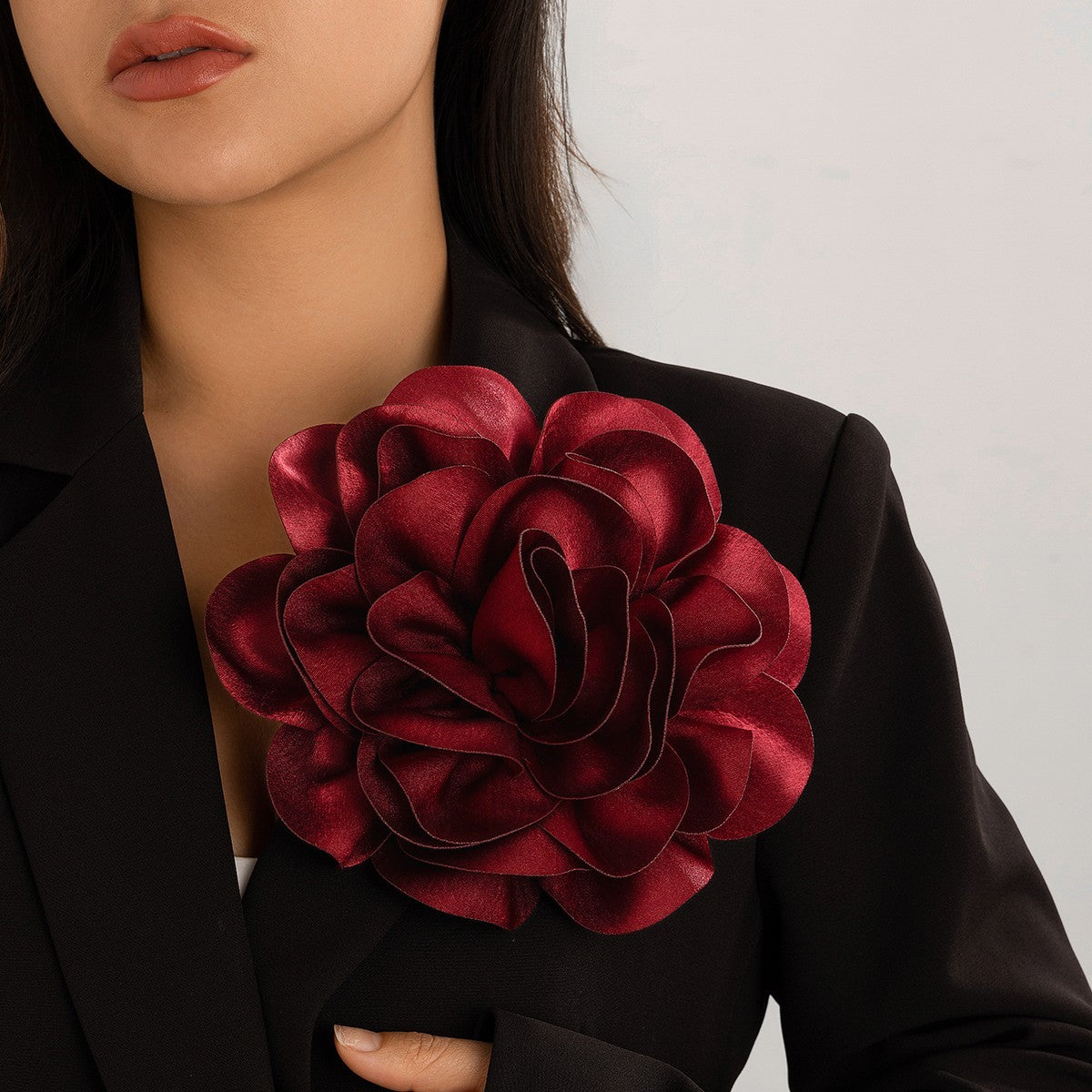 3pcs Large Oversized Flower Brooch Pin Set Satin Rose Floral Corsage Wedding 7.6