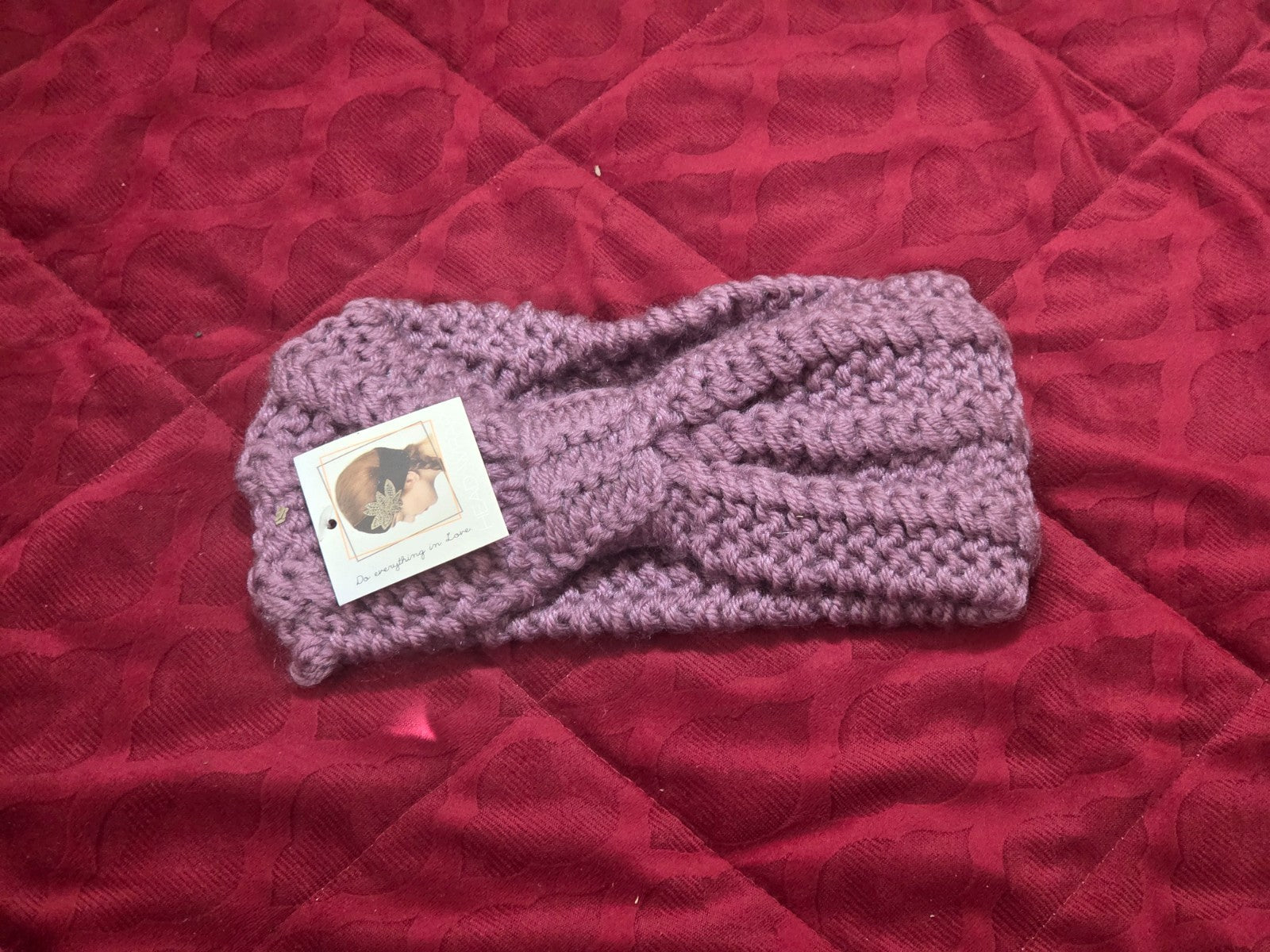 Dusty Mauve Knitted Turban Head Wrap Chunky Twisted Ear Warmer Headband NEW