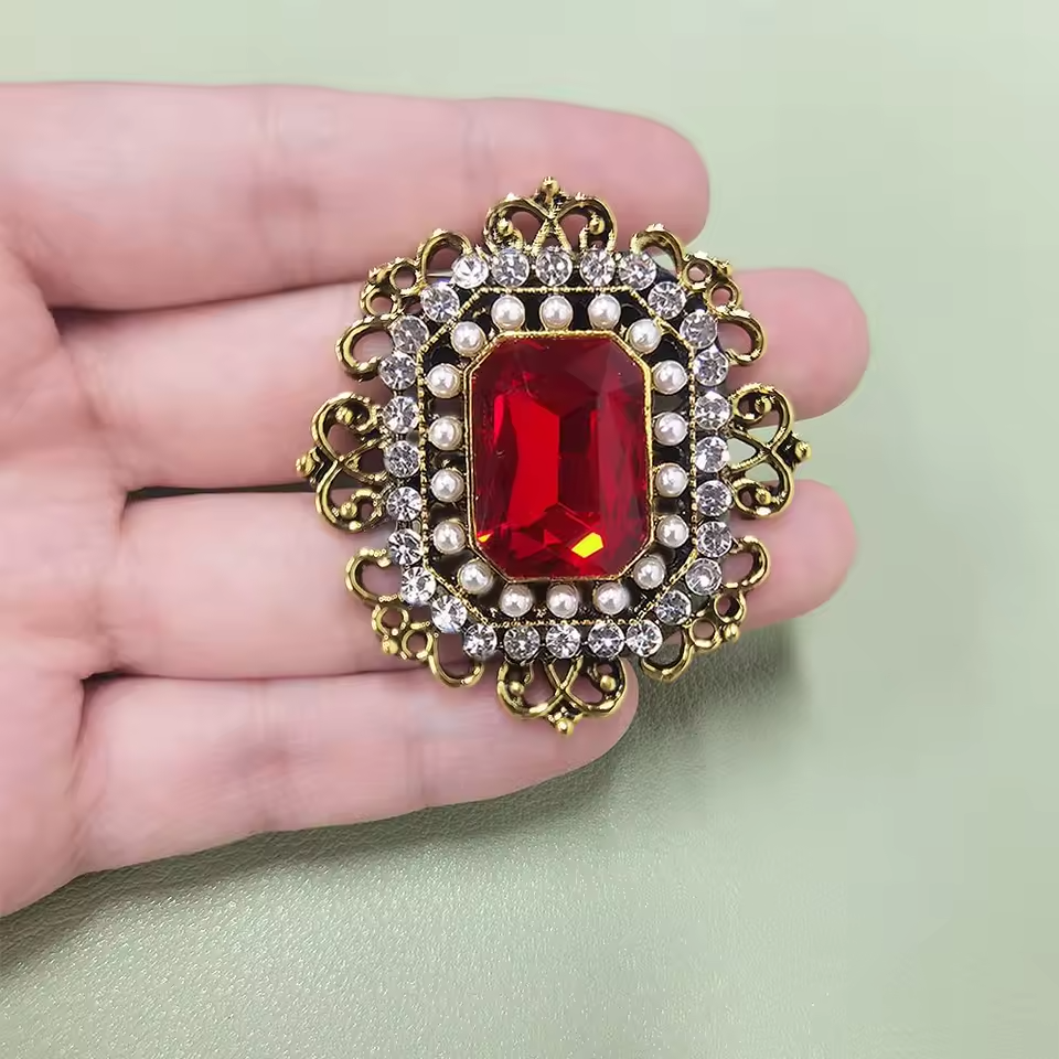 3pcs Vintage Victorian Style Brooch Pin Crystal Pearl Royal Fashion Jewelry