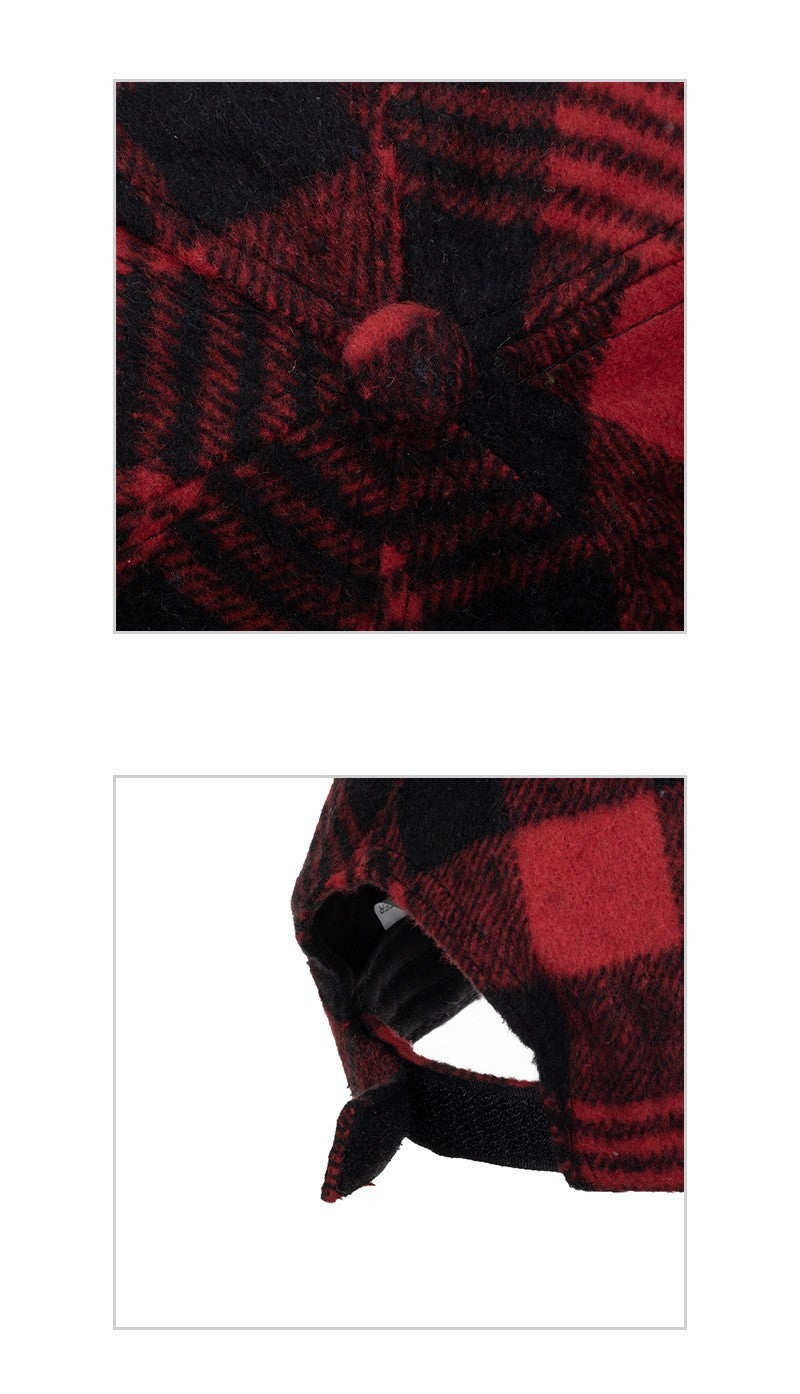 Buffalo Plaid Red Black Check Baseball Cap Hat Adjustable Flannel Style