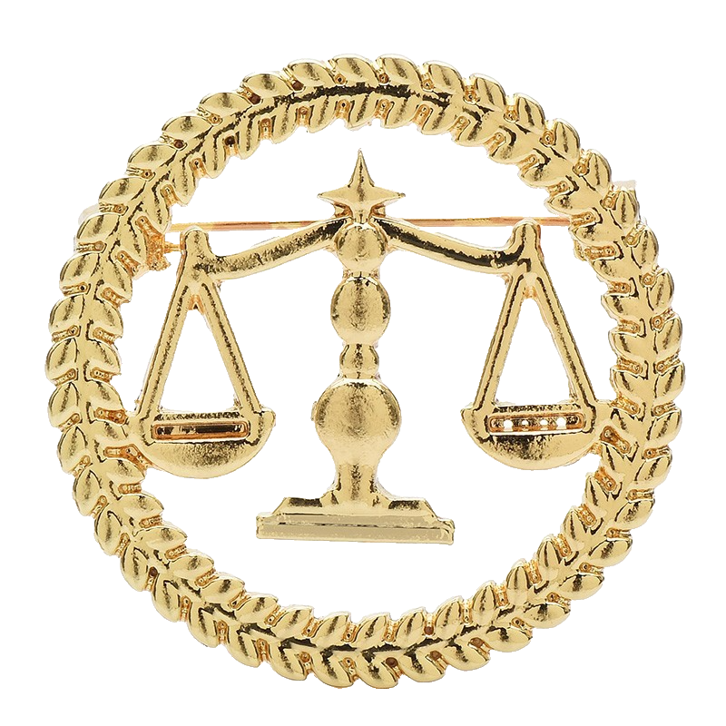 2pcs Scales of Justice Brooch Pin Lawyer Attorney Legal Gift Wreath Badge
