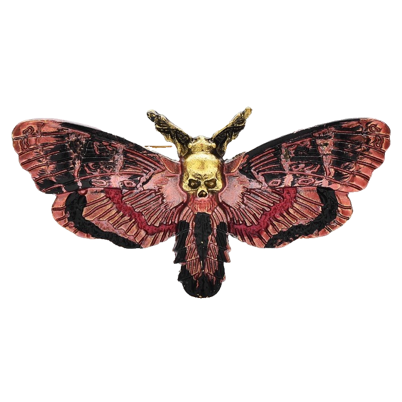 Death's Head Hawkmoth Skull Moth Brooch Pin Goth Steampunk Halloween Jewelry Gif