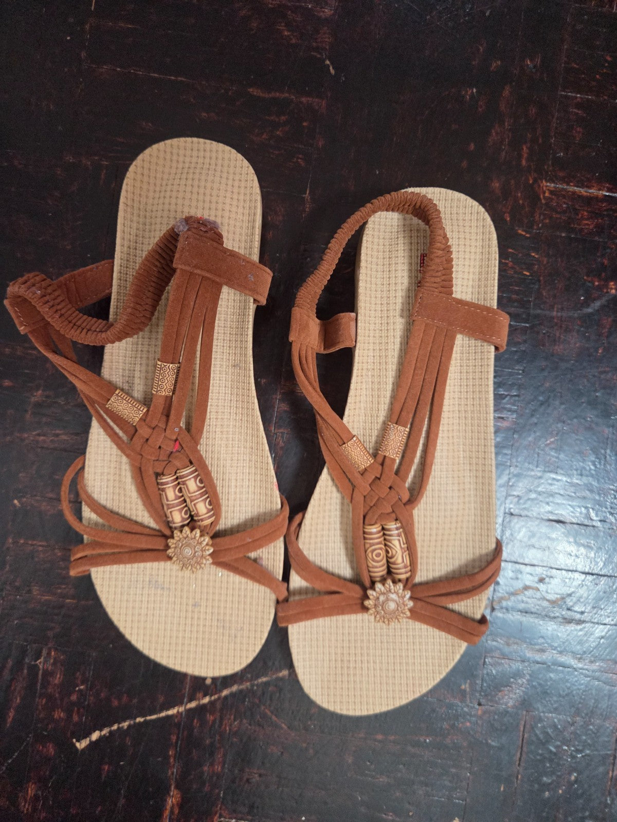 Tribal Design Summer Sandals for Women Open Toe Shoes for Ladies Size 9