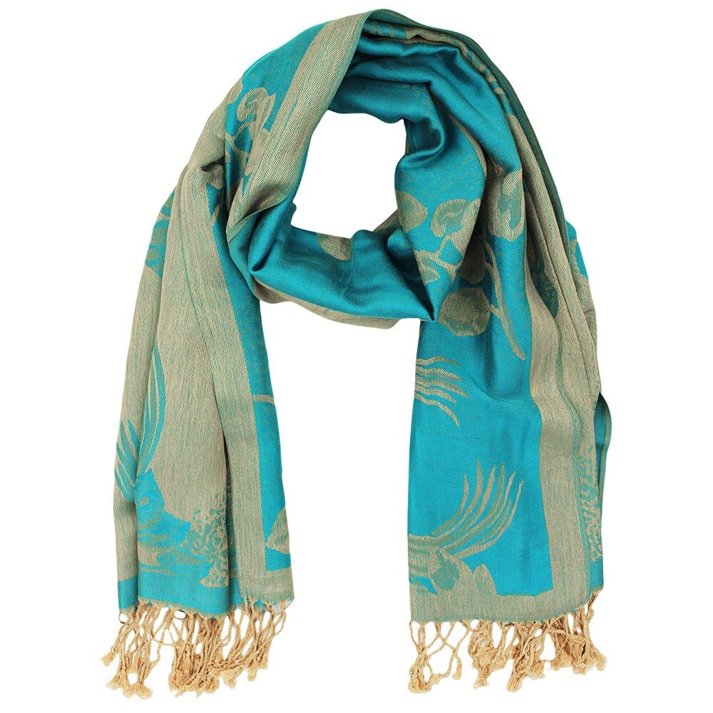 Reversible Rose Floral Pashmina Scarf Shawl Wrap Lightweight Floral Design