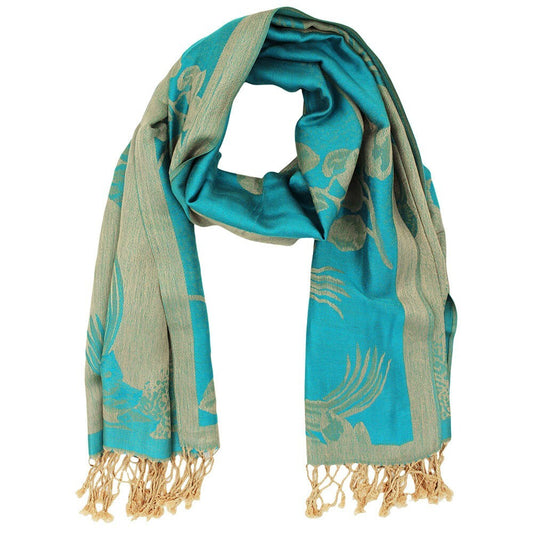 Reversible Rose Floral Pashmina Scarf Shawl Wrap Lightweight Floral Design