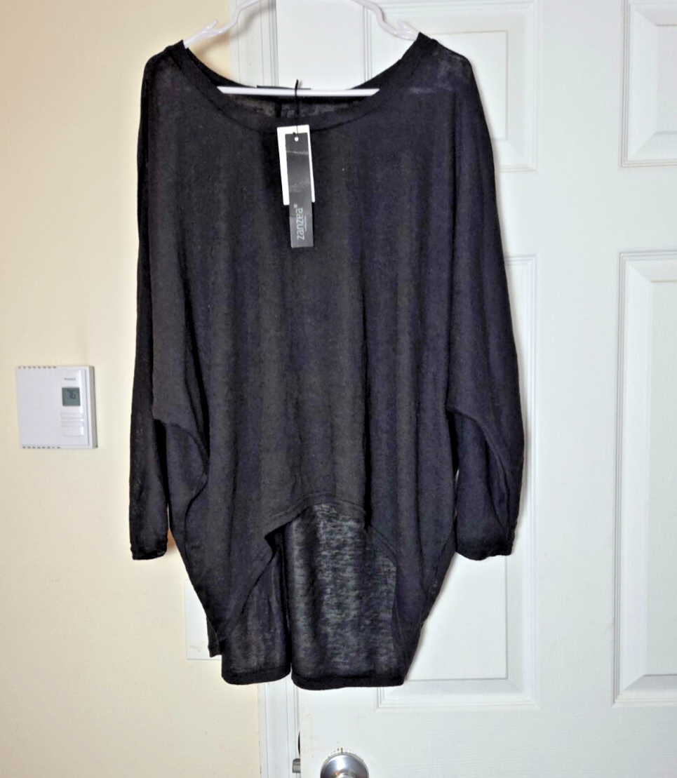 Black Cowl Neck Pullover Sweater 3XL Women’s Lightweight Knit Top Plus Size