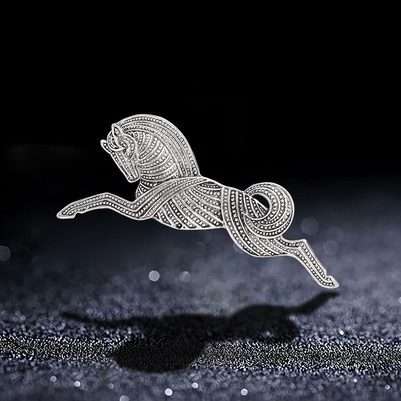 2pcs Jumping Horse Brooch Set Gold Silver Tone Rhinestone Animal Equestrian Pin