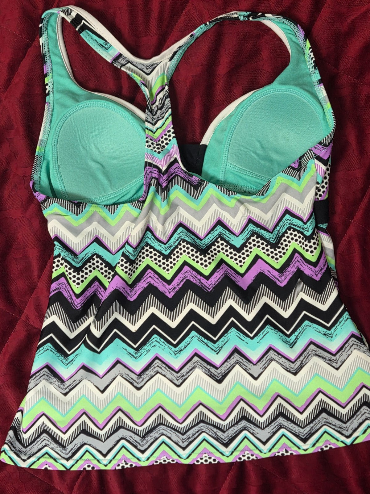 Chevron Racerback Swim Top for Women Size 10 Tankini Style Athletic Swimsuit Top