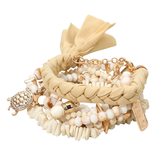 6pcs Versatile Layering Stretch Bracelet and Adjustable Chain Anklet Jewelry Set