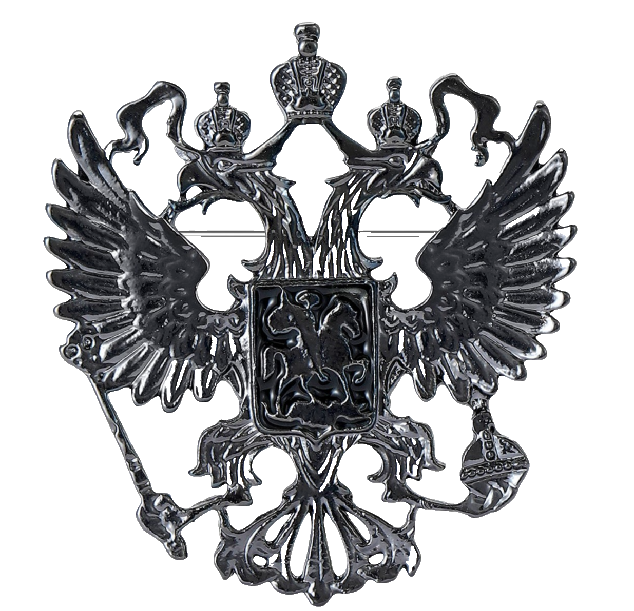 3pcs Black Gold Silver Russian Imperial Eagle Brooch Pin Set Heraldic Gift Set