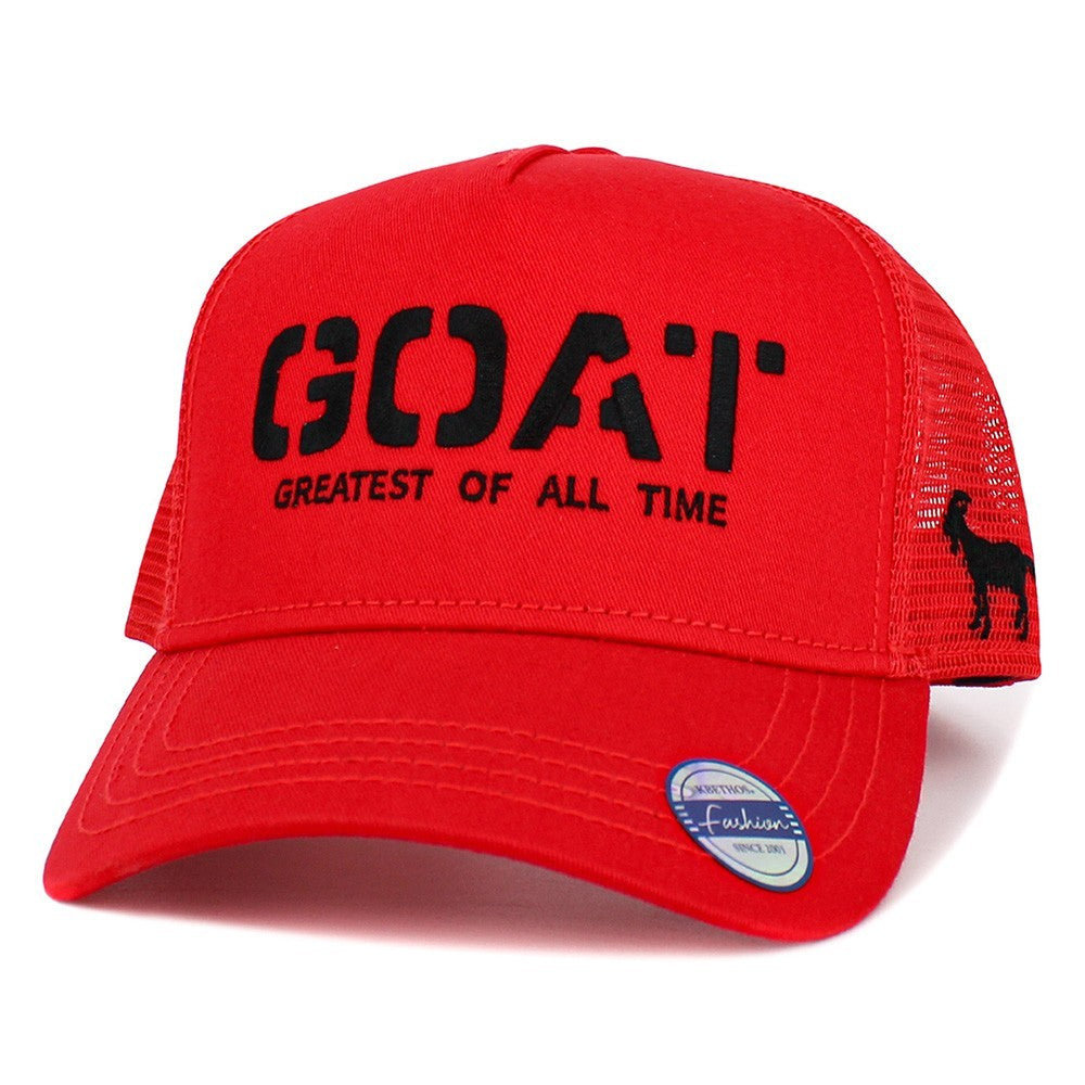 GOAT Greatest of All Time Embroidered Trucker Hat Mesh Back Adjustable Cap Red