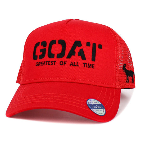 GOAT Greatest of All Time Embroidered Trucker Hat Mesh Back Adjustable Cap Red