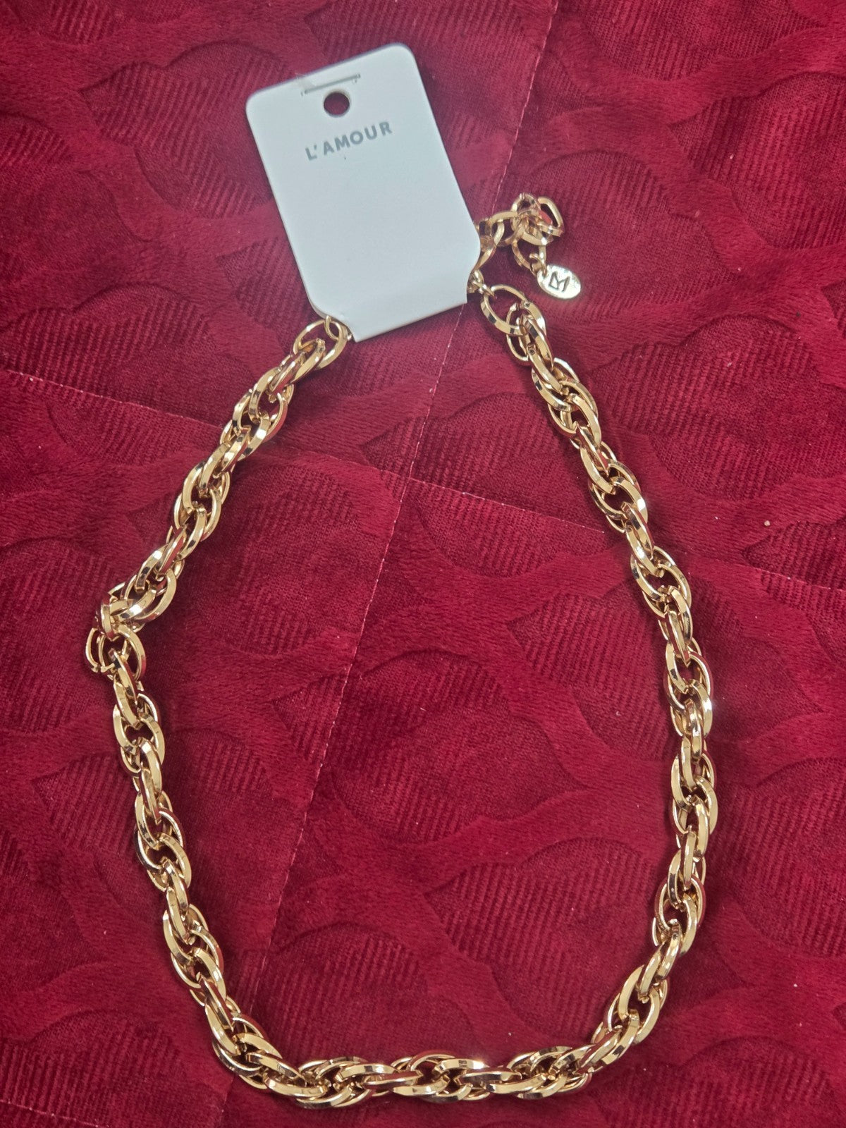 L'AMOUR Chunky Gold Tone Rope Chain Necklace Choker Collar Fashion Jewelry New