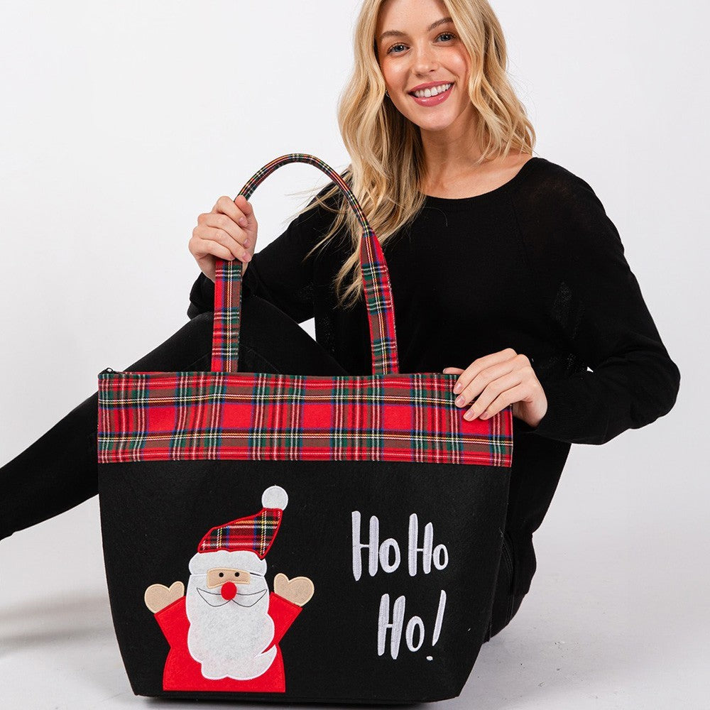 Let It Snow Snowman Christmas Tote Bag Holiday Shopping Reusable Shoulder Bag