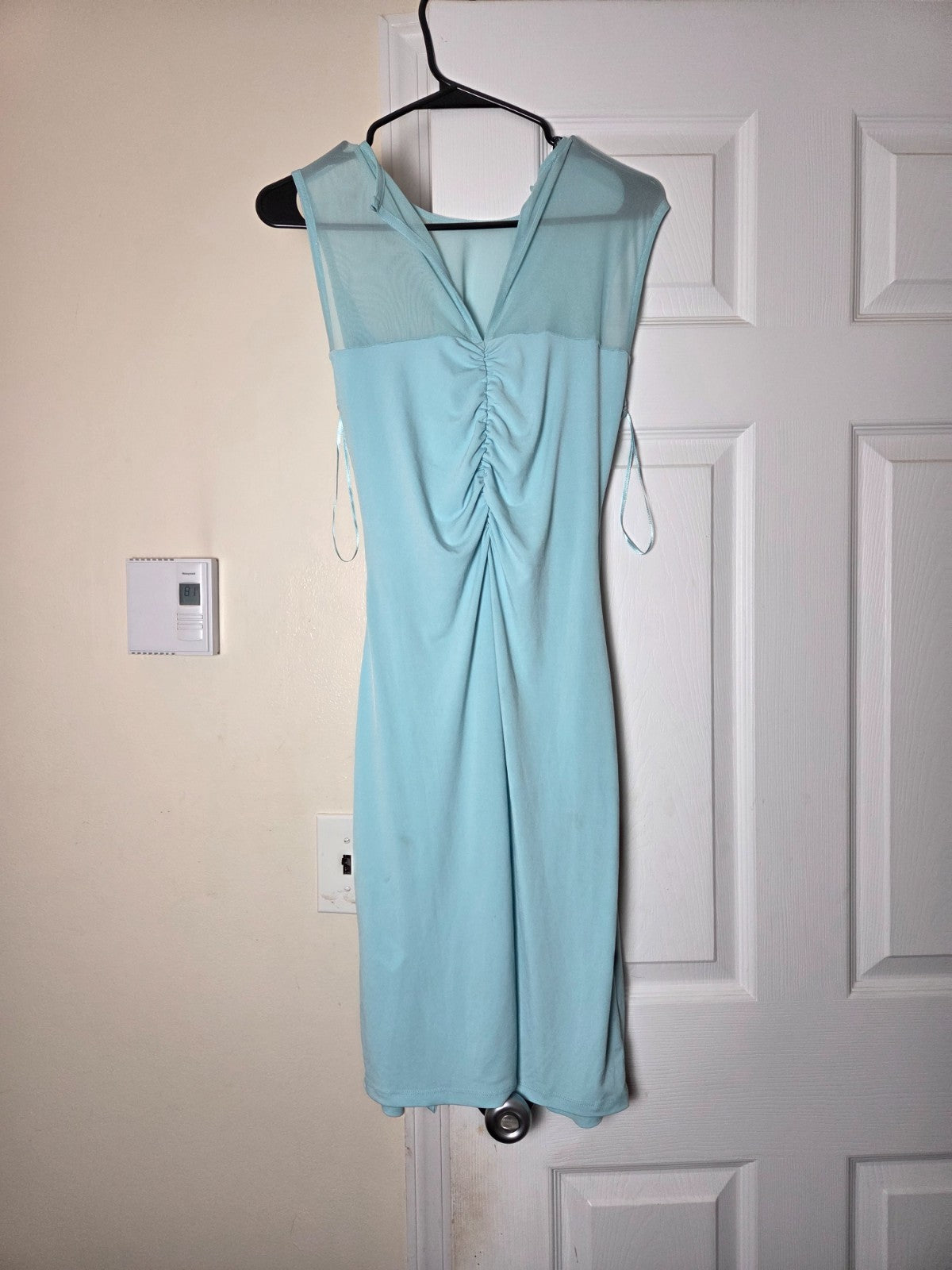 Venus Women Mint Green Mesh Bodice Midi Dress Sleeveless Fit Flare Size M