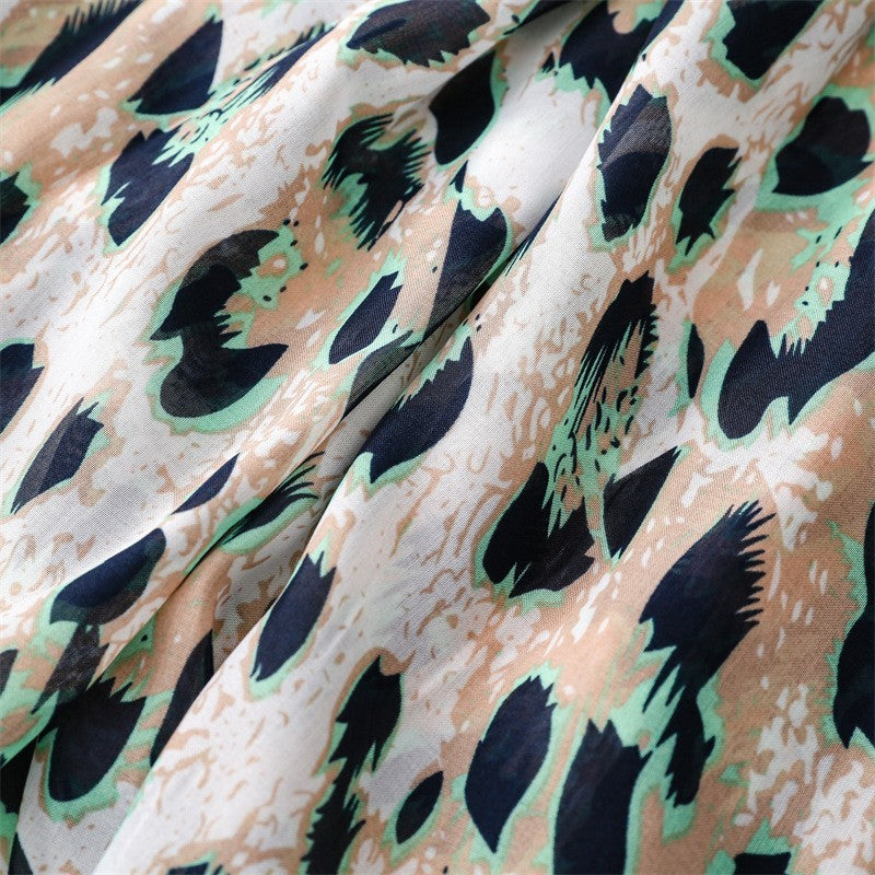 2pcs Women Leopard Animal Print Paisley Tassel Scarf Large Wrap Shawl 71x35"