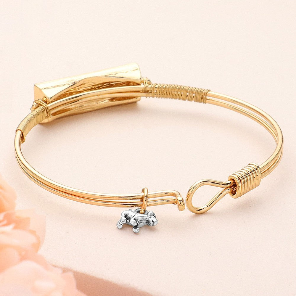 2pcs Gold Tone "I Heart Paw Print" Bangle Bracelet Pet Dog Cat Lover Gift