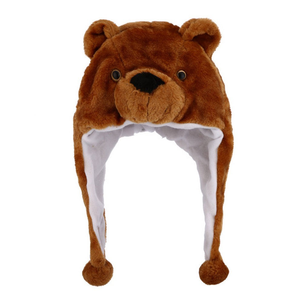 Women’s Plush Winter Hat with Bear Ear Flaps Warm Furry Cute Beanie Cap