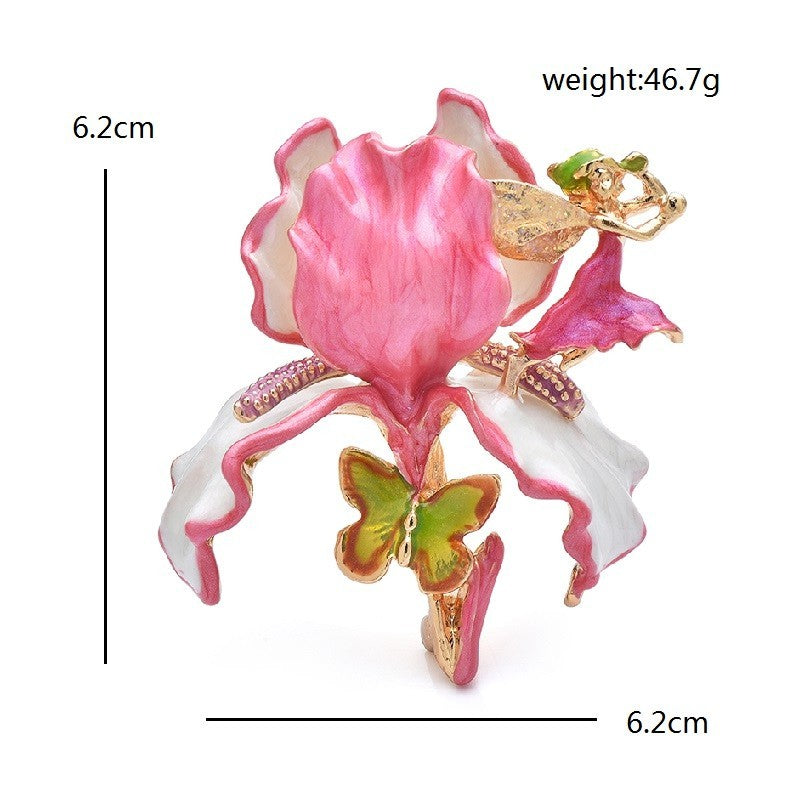 Enamel Iris Flower Fairy Butterfly Brooch Pin Whimsical Nature Garden Jewelry
