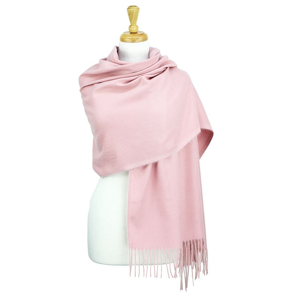 2 Piece Cashmere Blend Soft Wrap Shawl Scarf Women's Rose Fringe Accent 78 x 27"