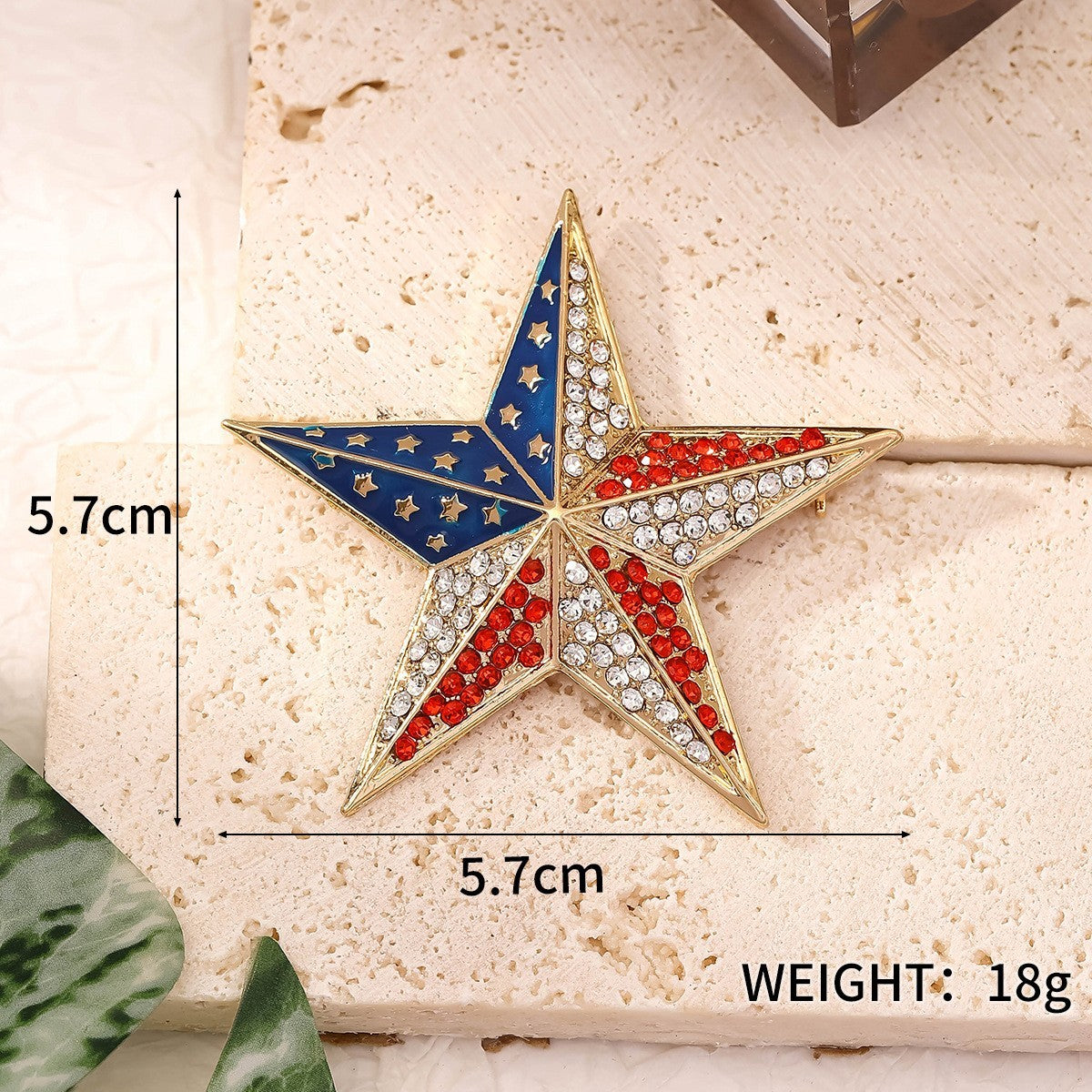 2pcs American Flag Star Brooch Pin Patriotic Rhinestone Crystal Jewelry Gift