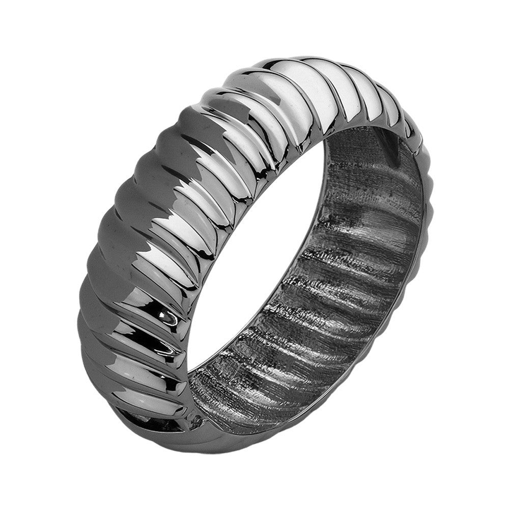 Silver Tone Hinged Metal Bangle Bracelet Classic Wrist Accessory for Women