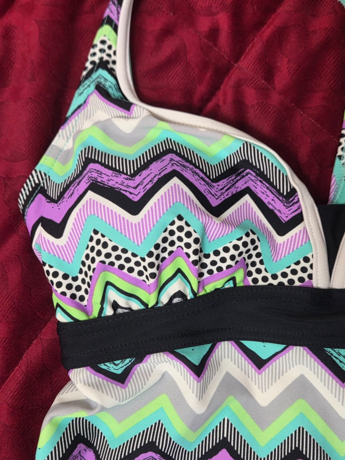 Chevron Racerback Swim Top for Women Size 10 Tankini Style Athletic Swimsuit Top