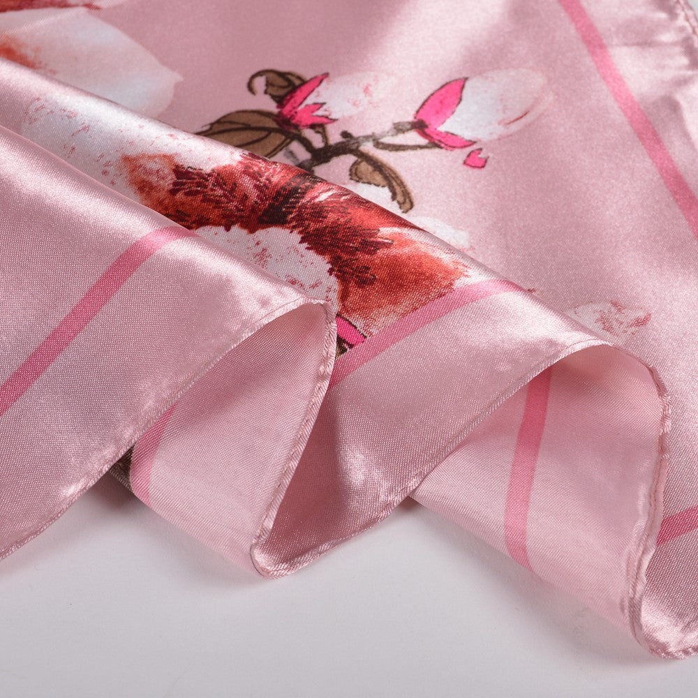 2-Pack Floral Spring Silk Feel Square Scarf 35in Large Head Neck Wrap Set
