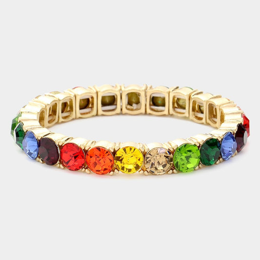 Round Abalone Shell Stone Stretch Bracelet Natural Look Boho Style Jewelry