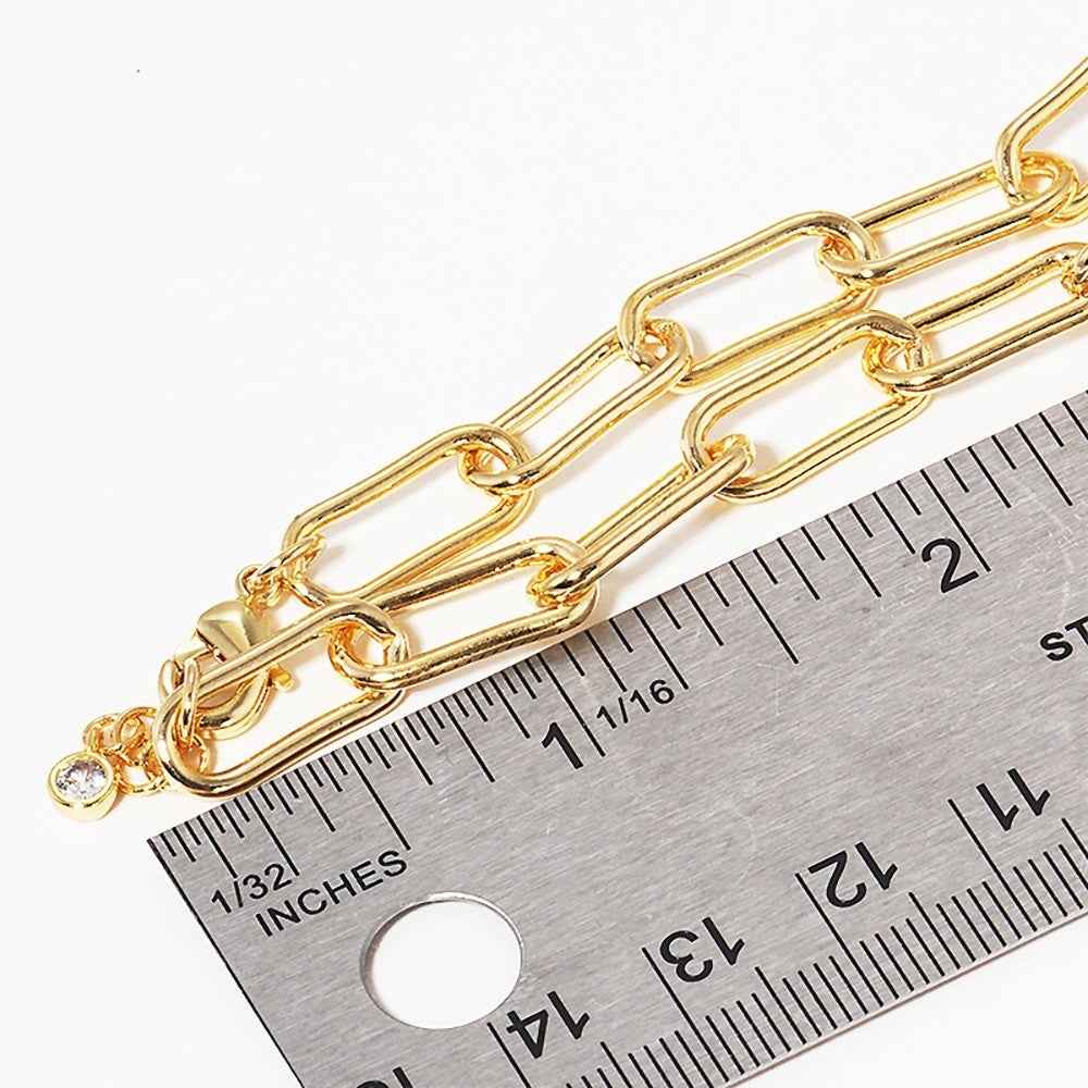 Gold Dipped Paperclip Chain Link Bracelet|Adjustable Minimalist Jewelry Bracelet